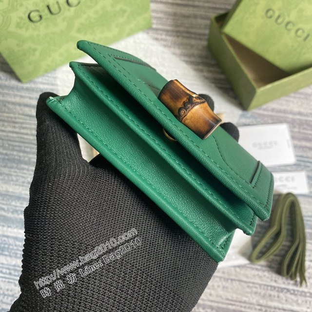 Gucci新款卡包 古馳竹子設計小牛皮錢包 Gucci全皮純色零錢包 658244  ydg3019